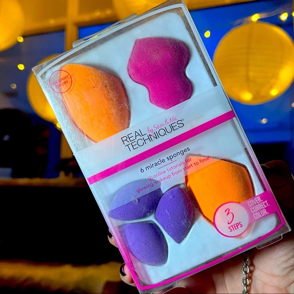 Real techniques sponge makeup set of 6- mini blenders 3+ 2 beauty blenders & 1 - Picture 1 of 3
